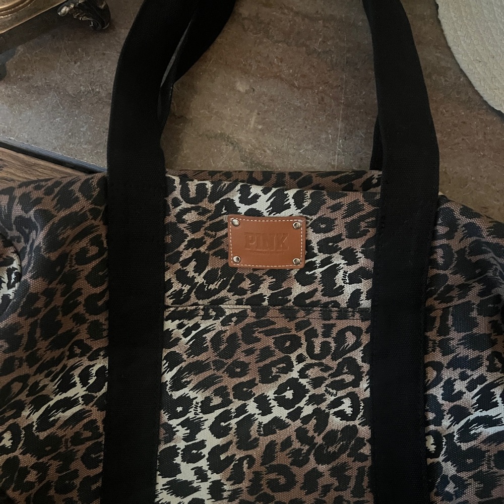 2 Vintage VS Pink Duffles. Cheetah Print/Snakeskin Gray - Picture 2 of 5